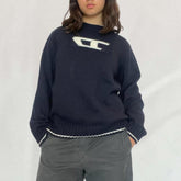Jacquard-Strickpullover mit kontrastierendem Logo